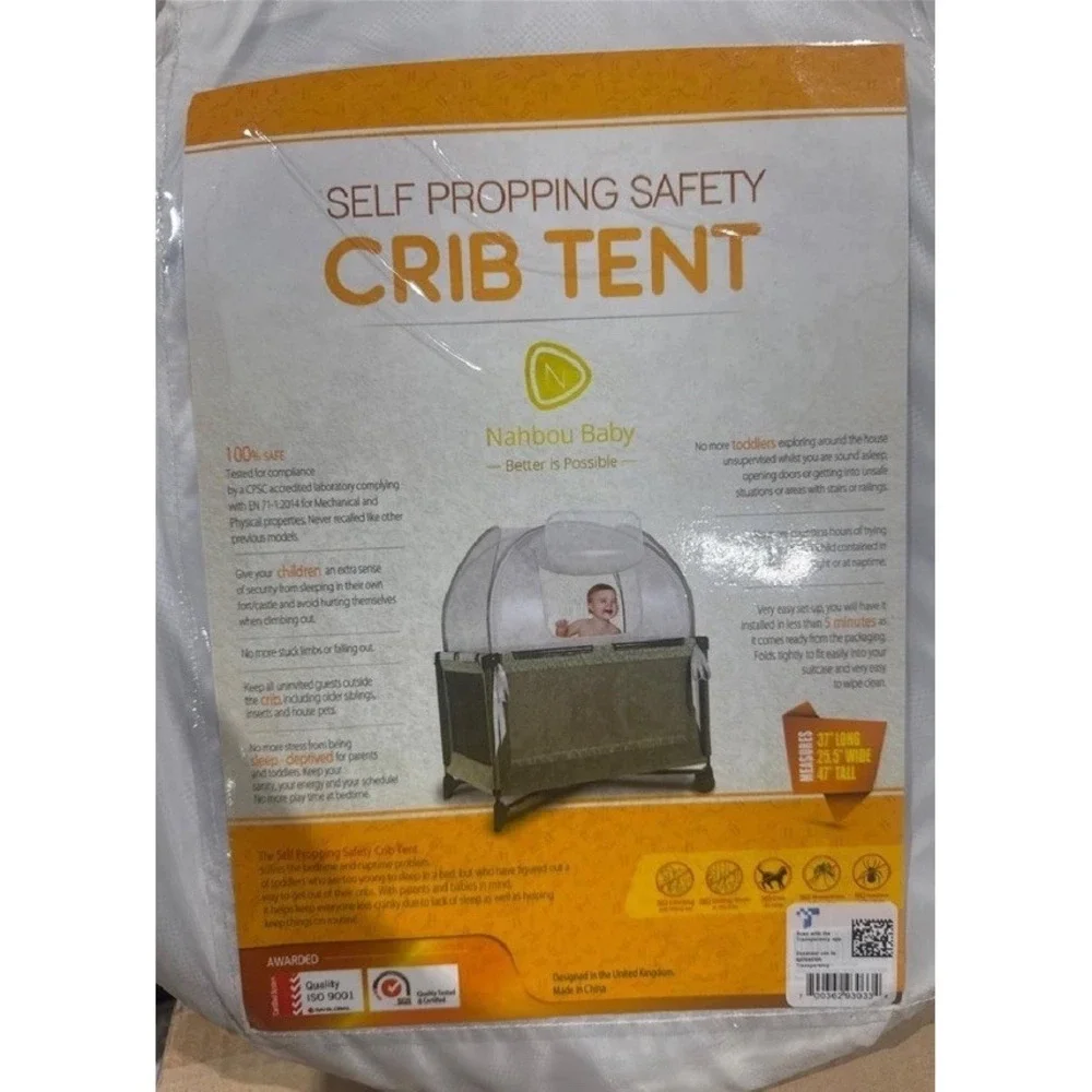 Brand New Nahbou Baby Self-Propping Safety Crib Tent & Pack 'n Play Netting NIB